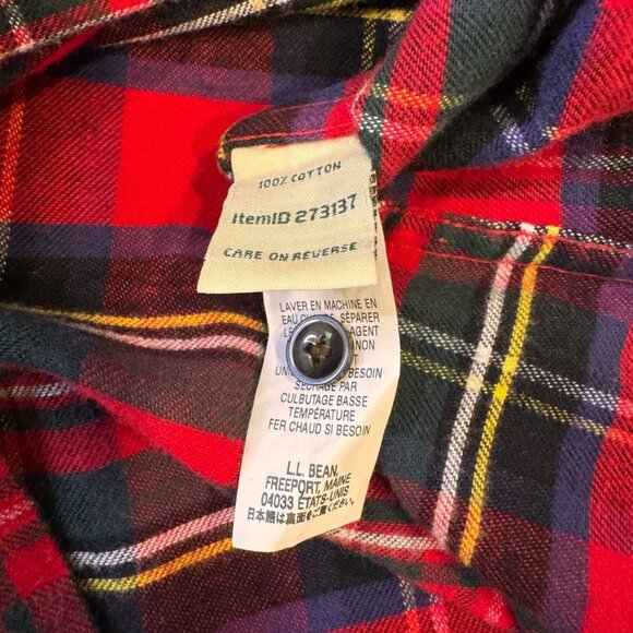 LL Bean Flannel Shirt Womens Size M Long Sleeve‎ Button Down Plaid Red - Picture 6 of 11